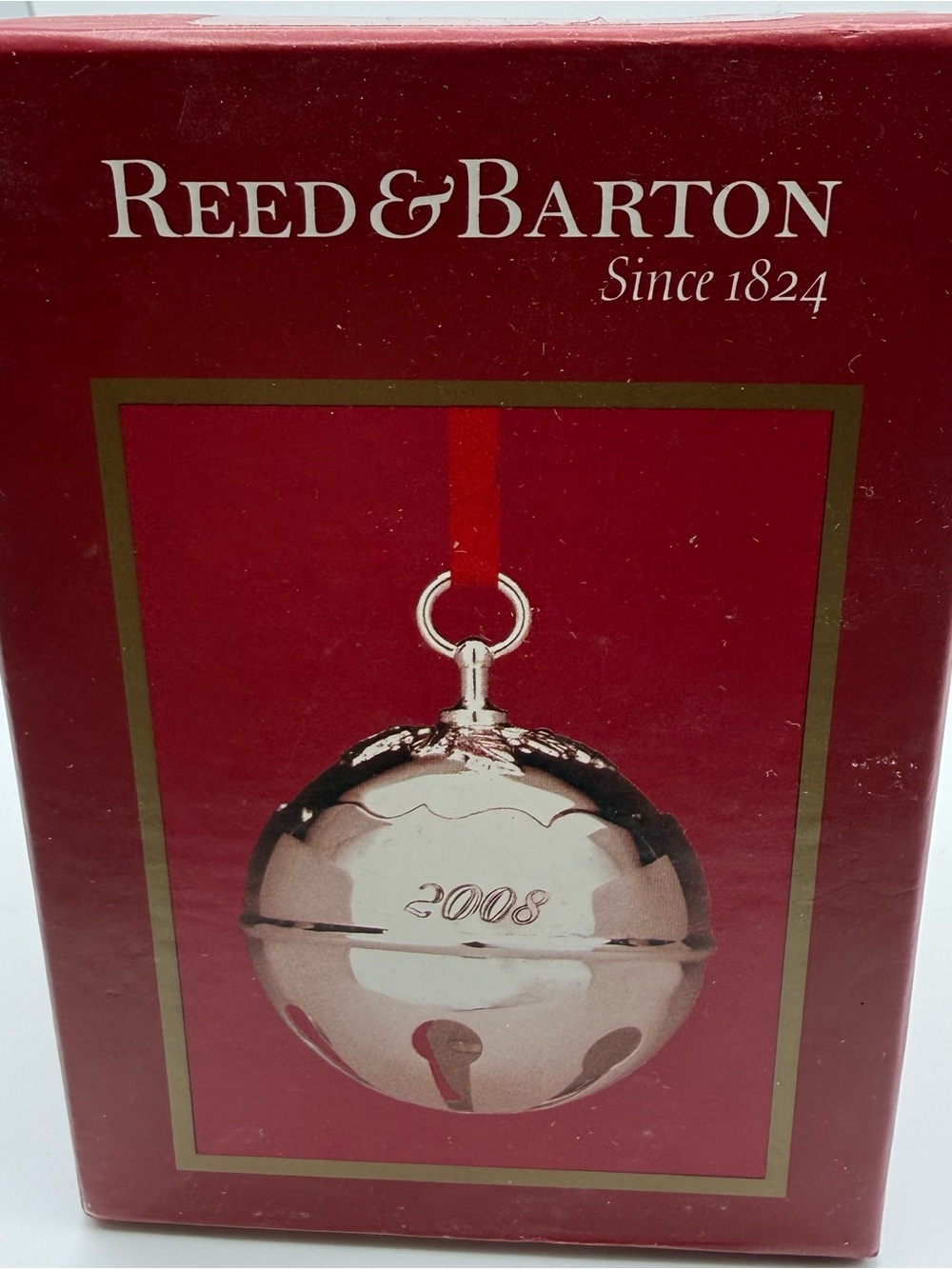 Reed & Barton 2008 Holly Bell Silverplate Christmas Ornament w/ Box